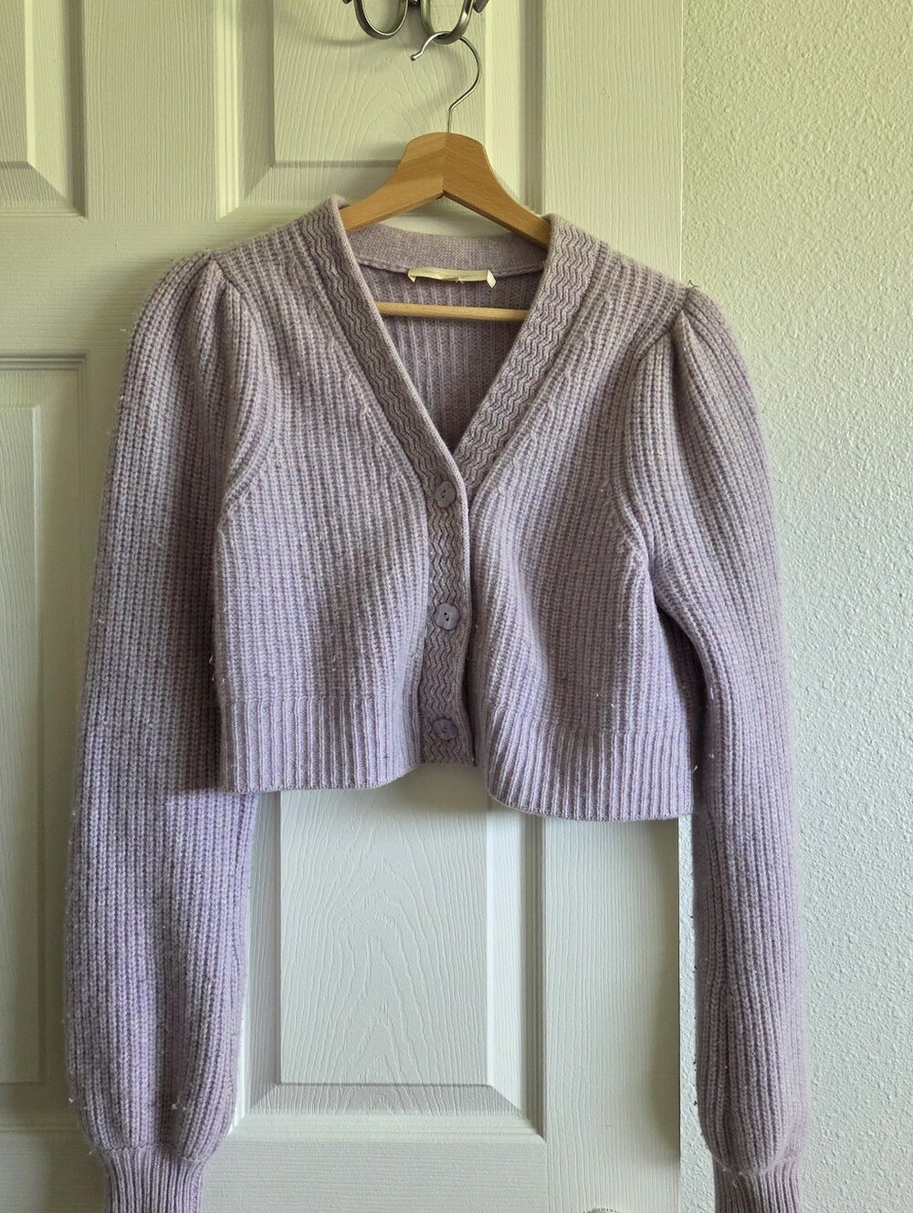Sz Xs LoveShackFancy Avignon Cropped Cardigan Light Pink Lavender